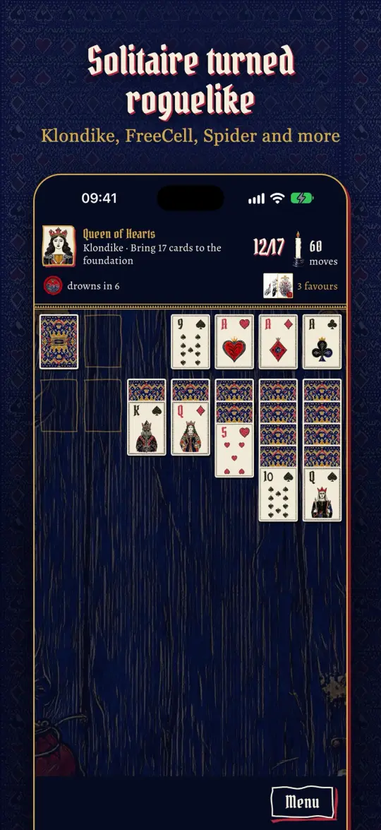 Solitaire turned roguelike: a table of Klondike