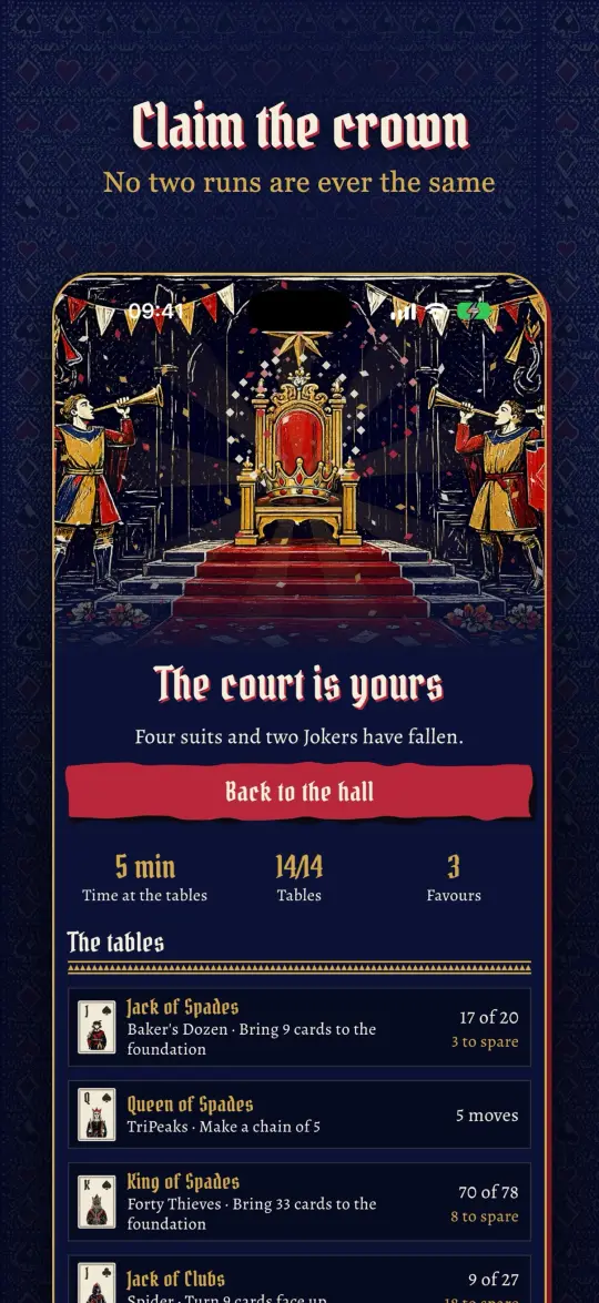 Claim the crown: the court is yours, with the run summary