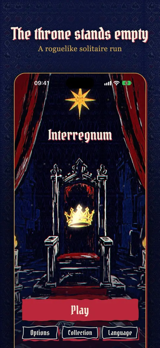 The throne stands empty: the Interregnum title screen