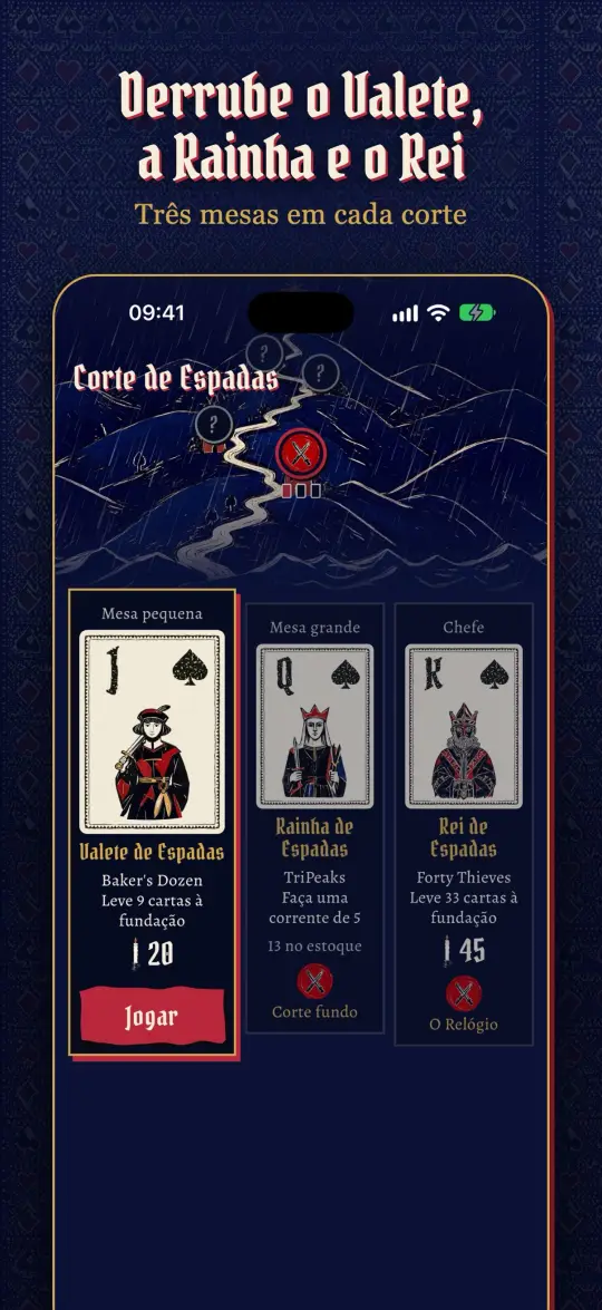 Derrube o Valete, a Rainha e o Rei: as três mesas da corte de Espadas