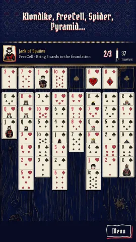 Klondike, FreeCell, Spider, Pyramid: a FreeCell table