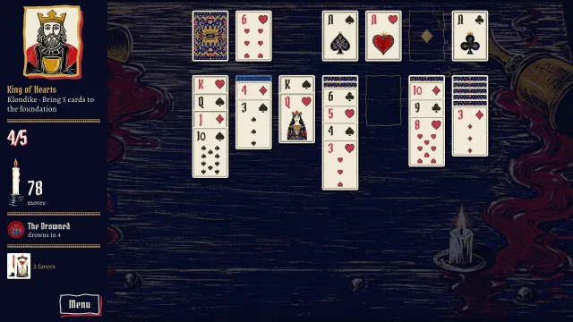 Hearts drown, the cards sink: a Klondike table against the King of Hearts
