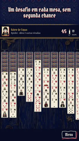 Um desafio em cada mesa, sem segunda chance: uma mesa de Spider contra o Valete de Copas